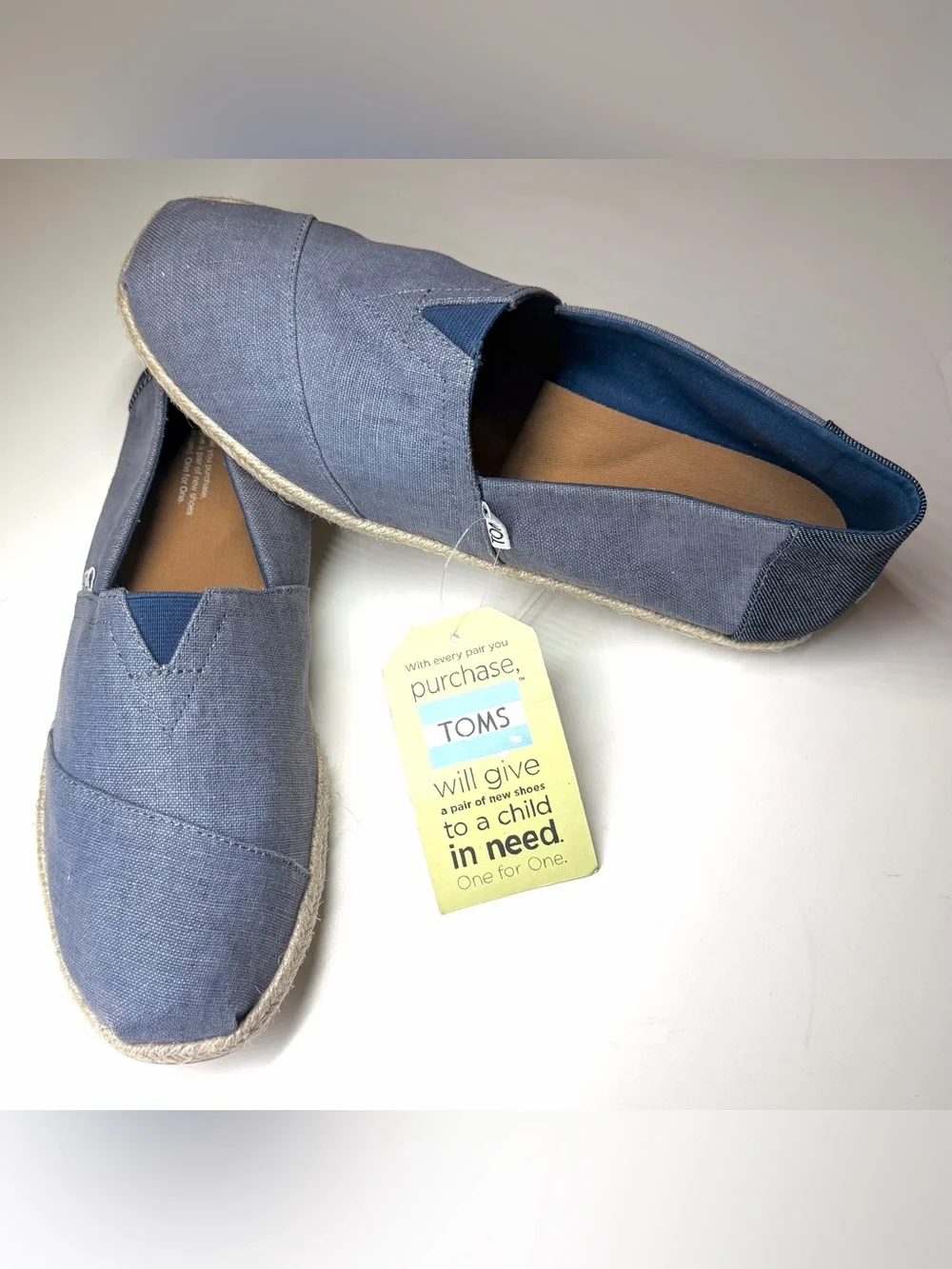TOMS Mens Coated Linen Rope Sole Classics Deep Ocean Espadrilles Size- 10